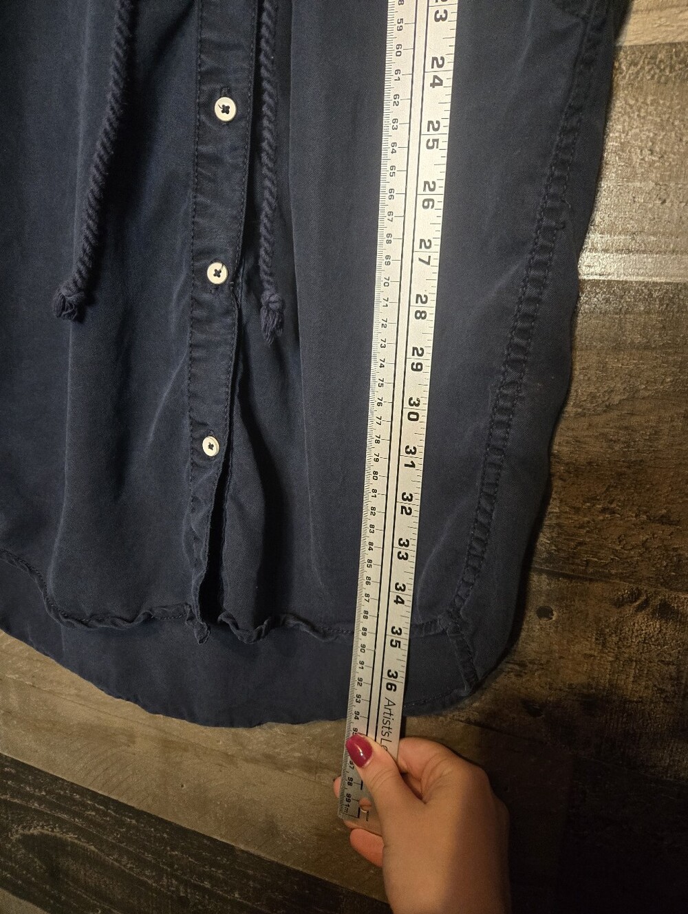 Women’s Navy Button-Front Shirt Dress - Picture 5 of 8